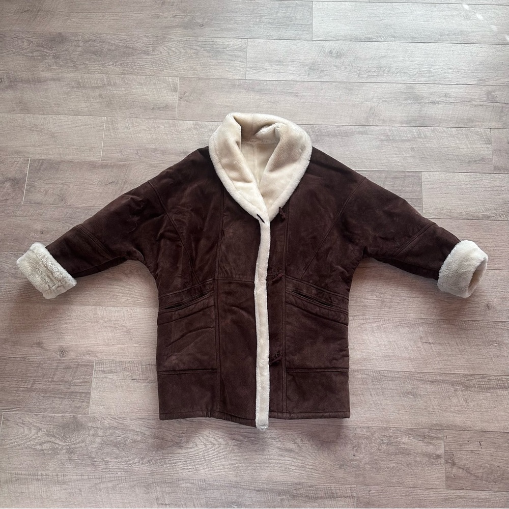 Wilsons Leather Dark Brown Jacket with Cream Trim